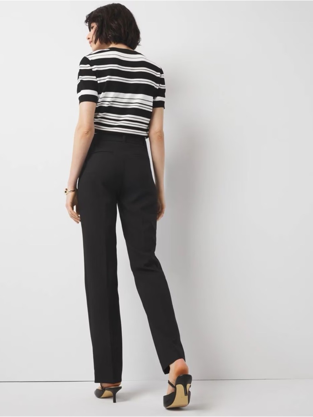 New White House Black Market Straight High Rise Black Pants Trousers Size 6 - Picture 2 of 12